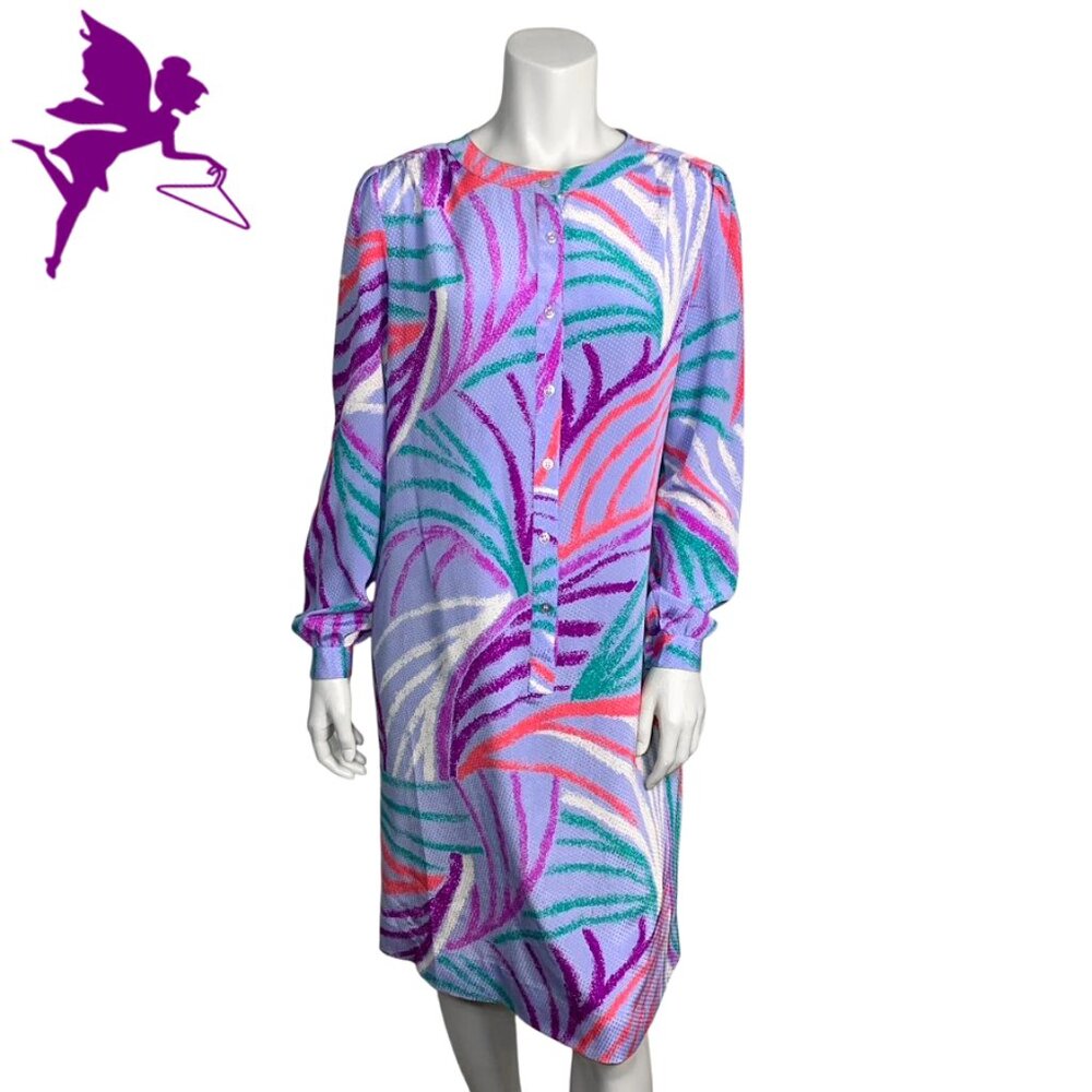 VINTAGE Schrader Sport Artsy Palm Print Dress